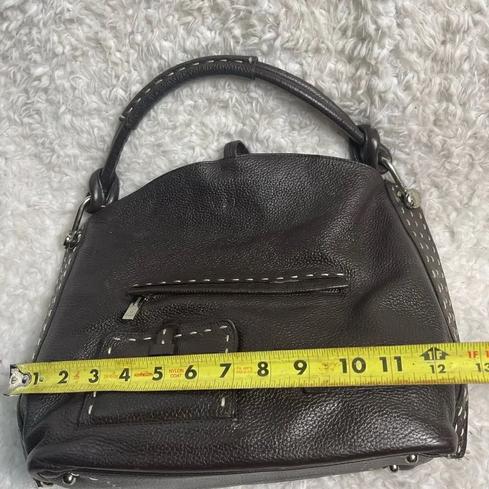 BCBGMAXAZRIA Hobo Leather dark Brown Bag Stitching accent,silver tone hardwares